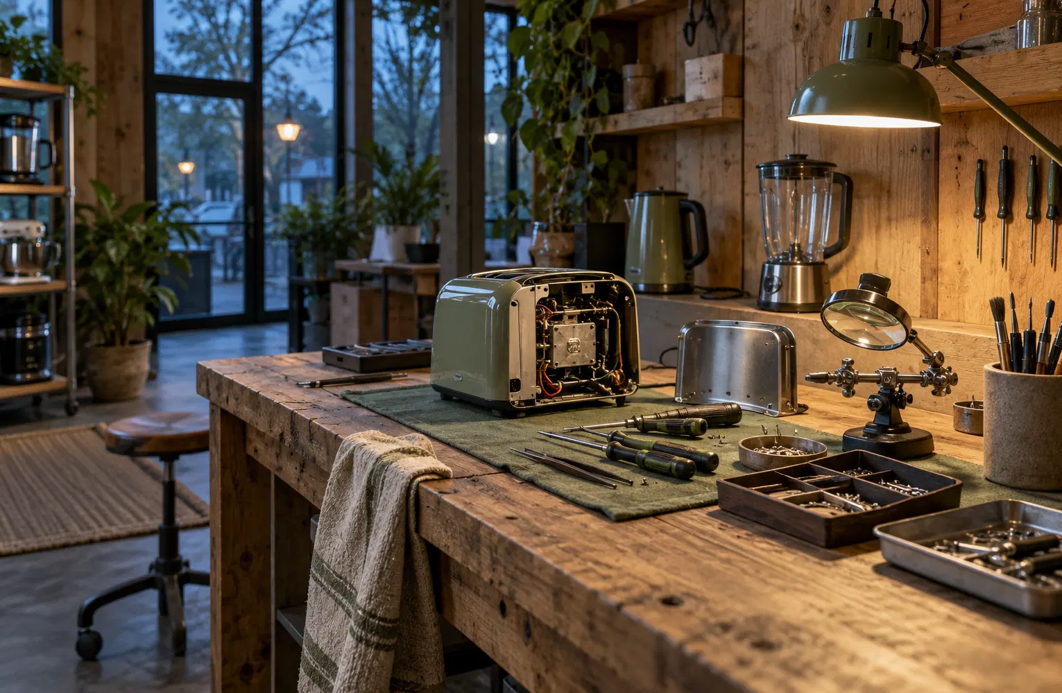 Illustration of repair businesses and their working space